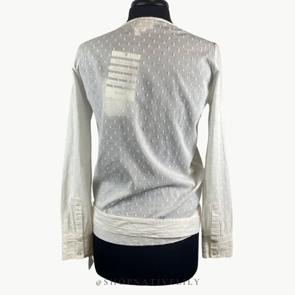 NWT Sézane Alessandra Eyelet Surplice Wrap Long Sleeve Blouse | 38 (6) | White - Picture 10 of 16